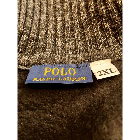 POLO Ralph Lauren 2XL Men's Jacket Fleece Lined Faux Fur/Leather Black Gray - Picture 3 of 7